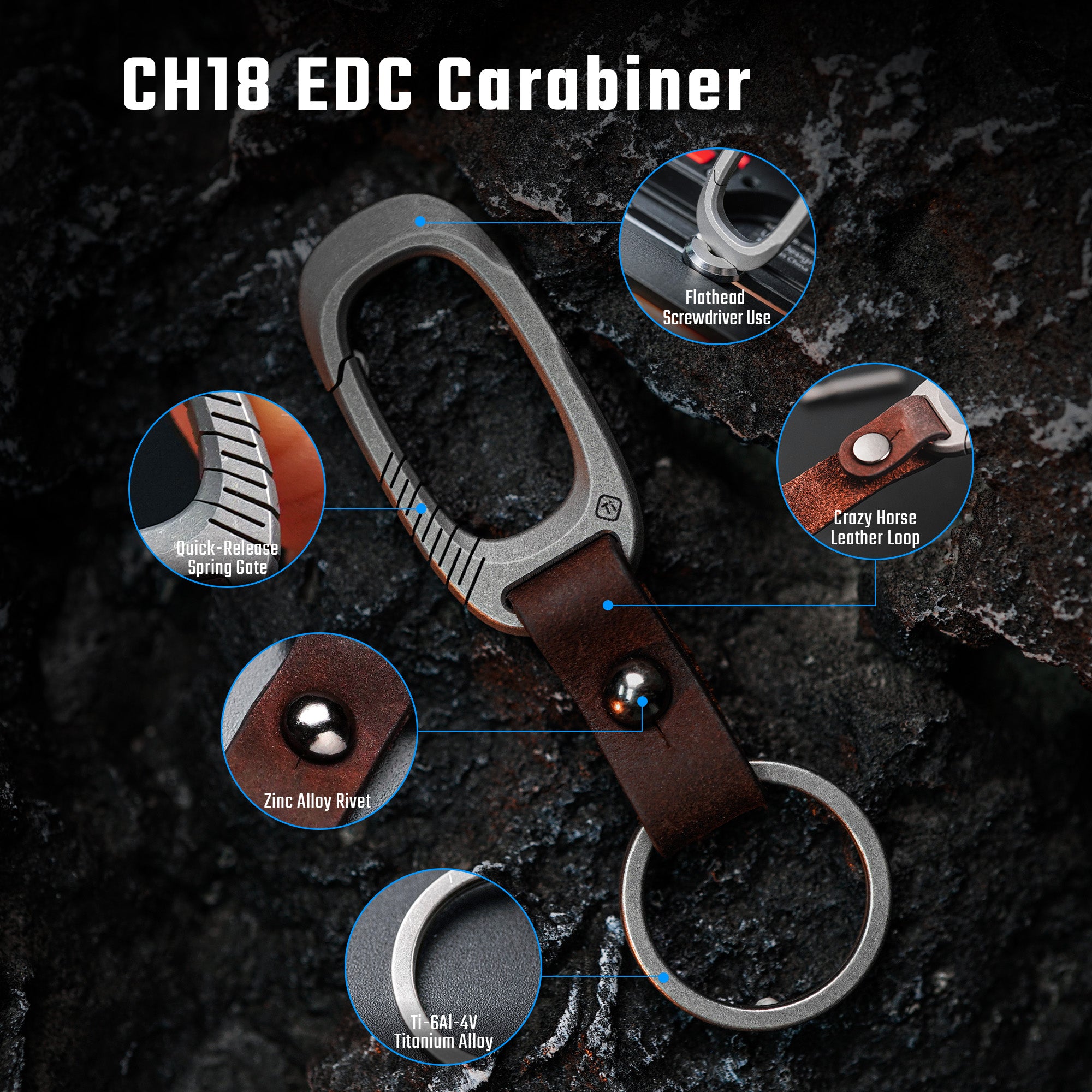 CH18 Leather Keychain Clip