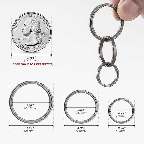 MecArmy CH12 EDC Titanium Keyring | Set of three different sizes | Use with Keys and other EDC gears