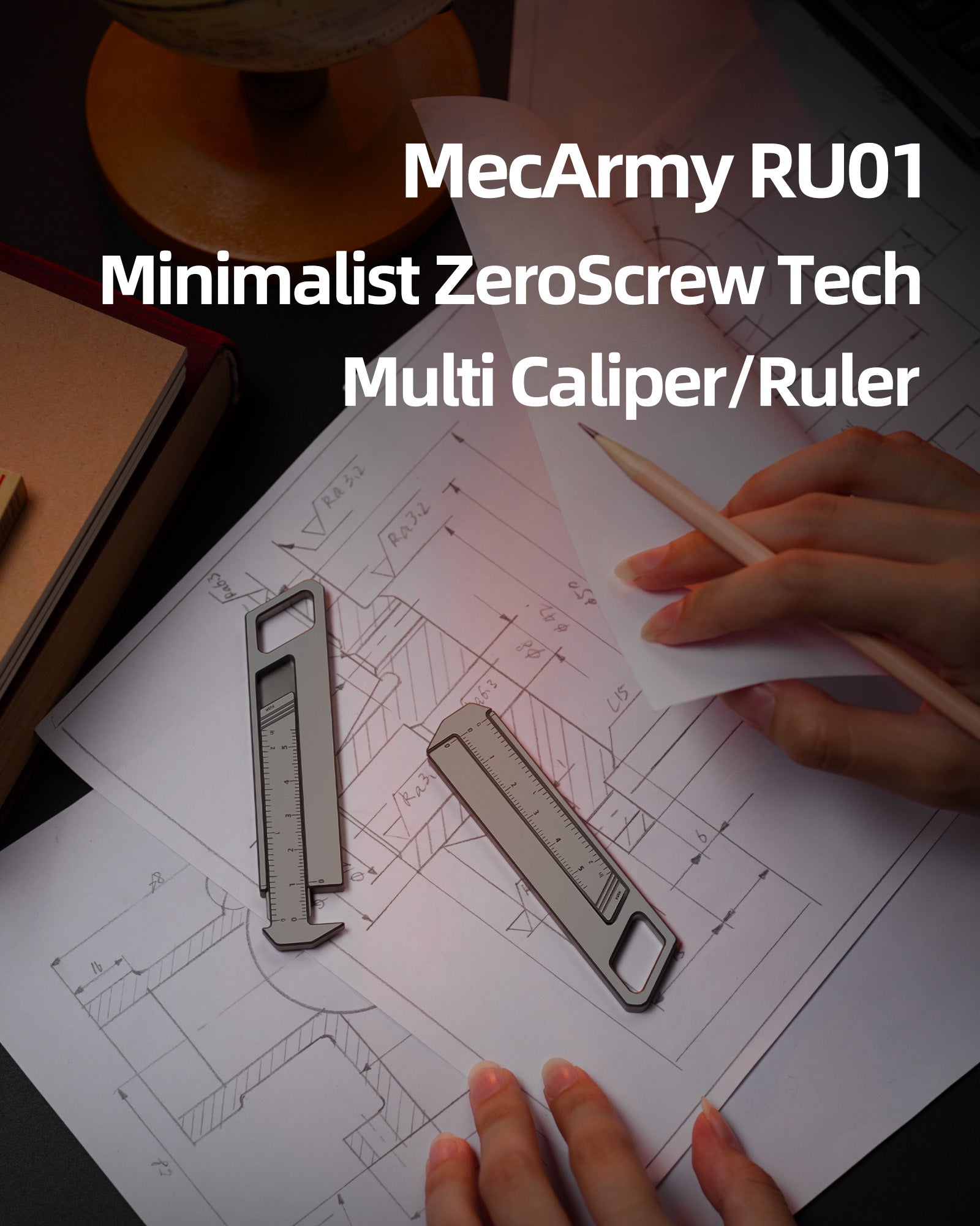 RU01 Minimalist Zeroscrew Tech Titanium Caliper