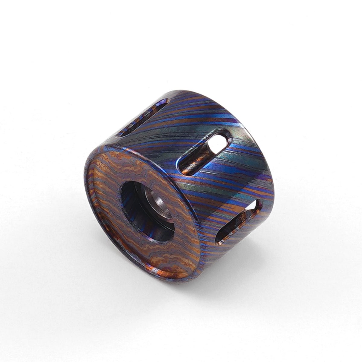 zirconium Damascus spinner top with six tube slots