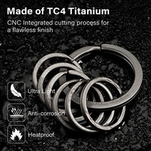 Cargar imagen en el visor de la galería, CH13 Titanium Flat Split Keyring 7pcs | Titanium Flat Keychain Ring for Organizing Keys