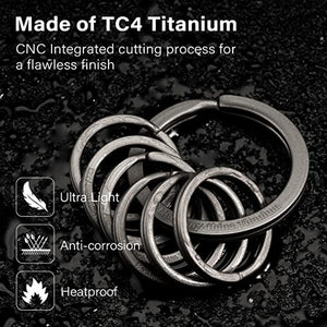 CH13 Titanium Flat Split Keyring 7pcs | Titanium Flat Keychain Ring for Organizing Keys