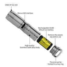 Illumine X2S Mini USB Rechargeable Stainless Steel Keychain Flashlight